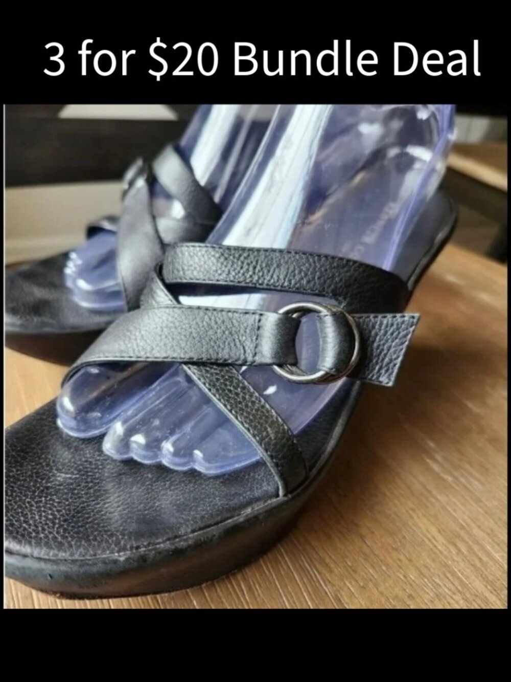 Y2K Kenneth Cole Black 3.5" Wedge Slip on Sandal 7.5 Windy City